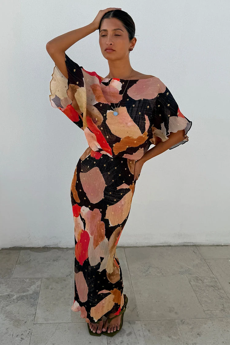 Tilly dress in chocolate abstract print 