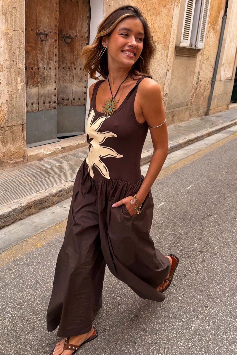 Chocolate Sun Poplin Jumpsuit