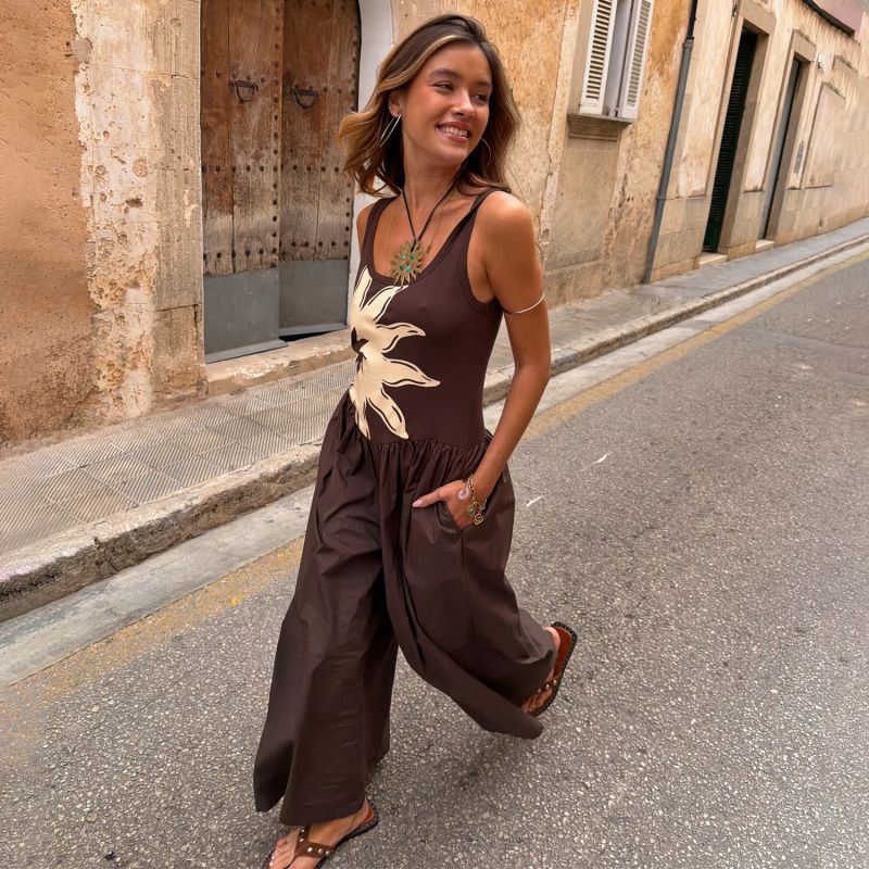 Chocolate Sun Poplin Jumpsuit