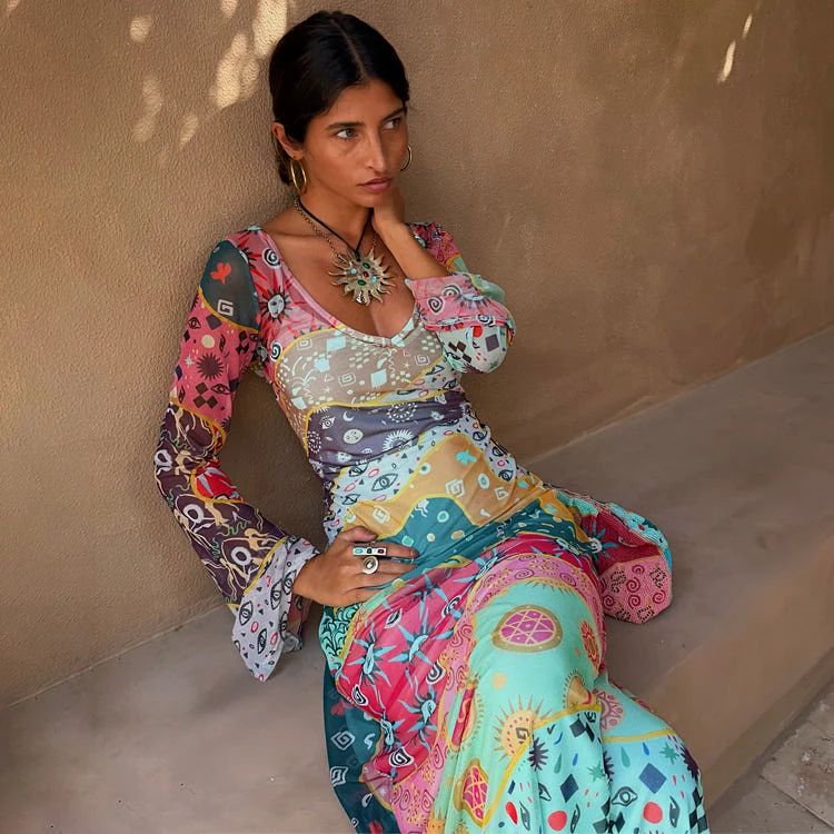 Pastel Morocco Mesh Vivi Dress