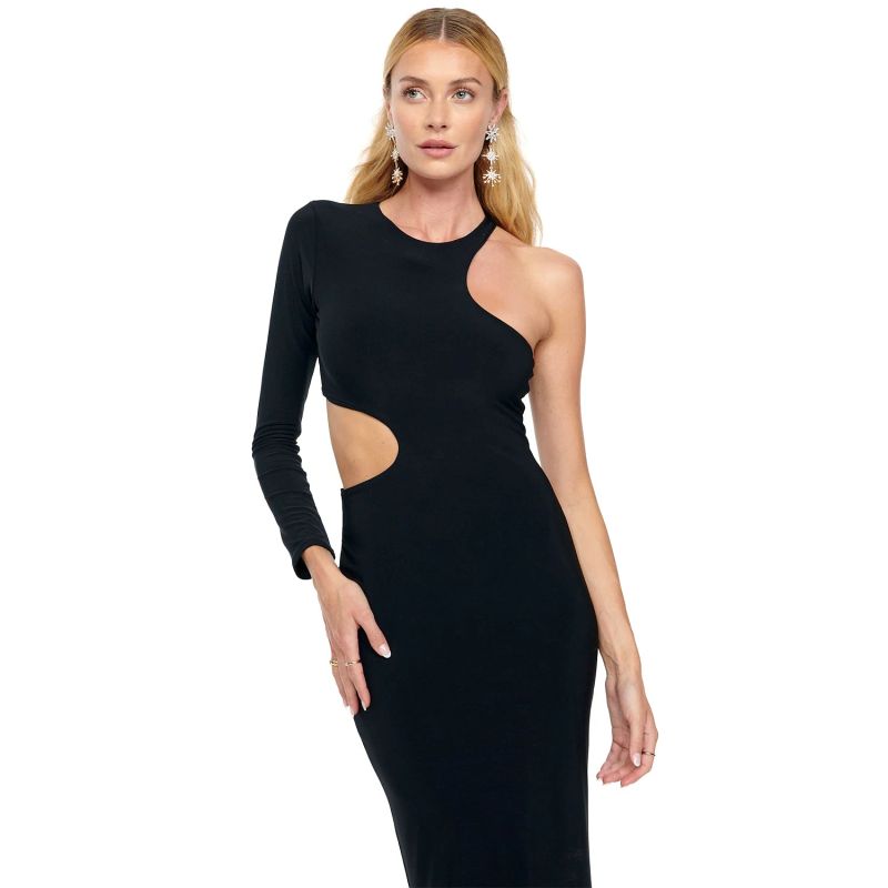 Schwarzes Midi Gigi Cut Out Kleid