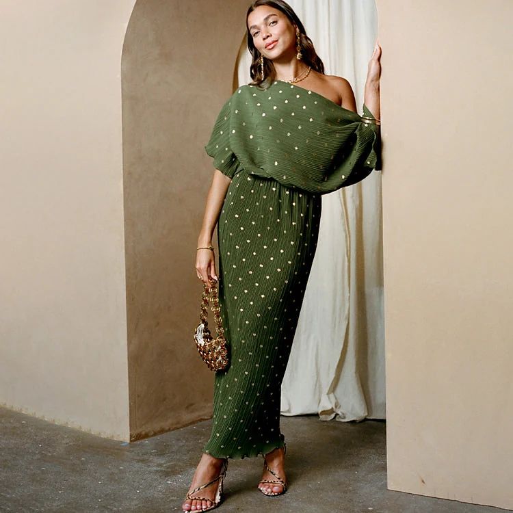 Vestido Khaki Plissé Tilly - talla única