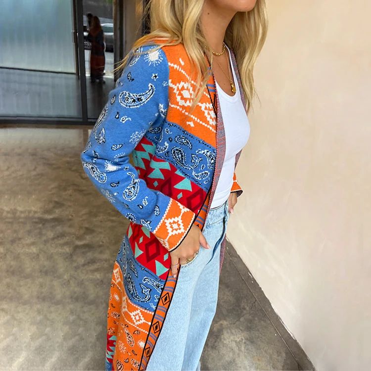 Cardi Midi Anushka Azul Paisley