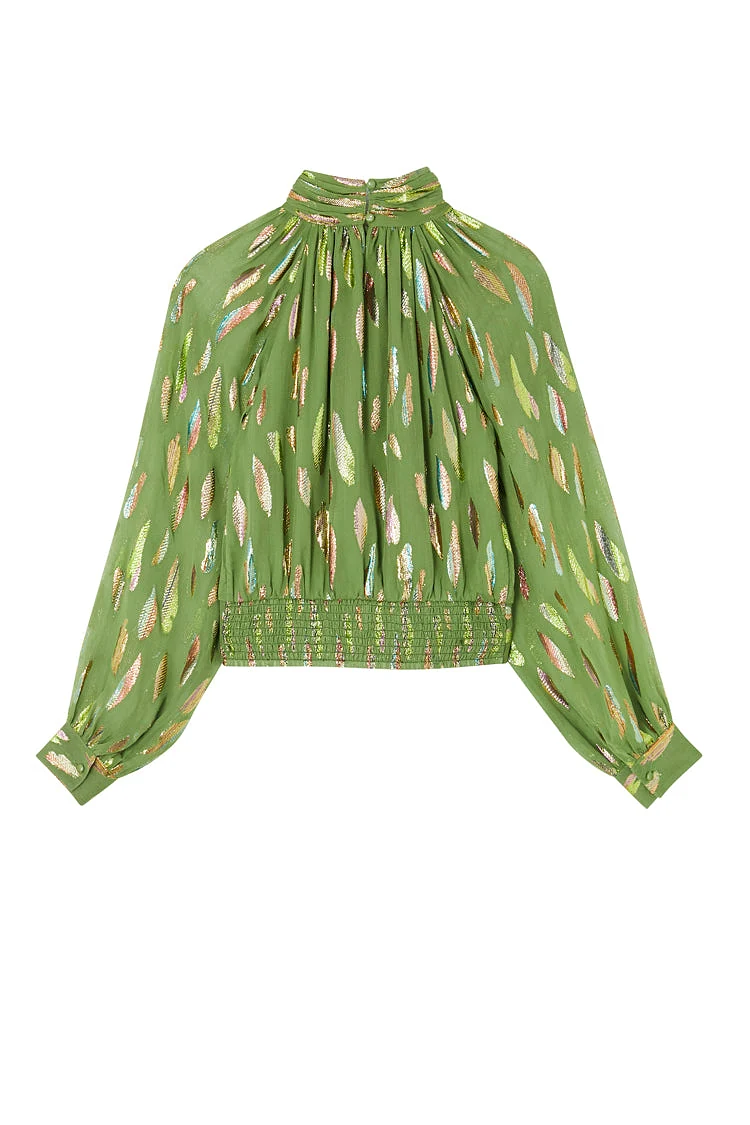 Khaki Jacquard lyla top