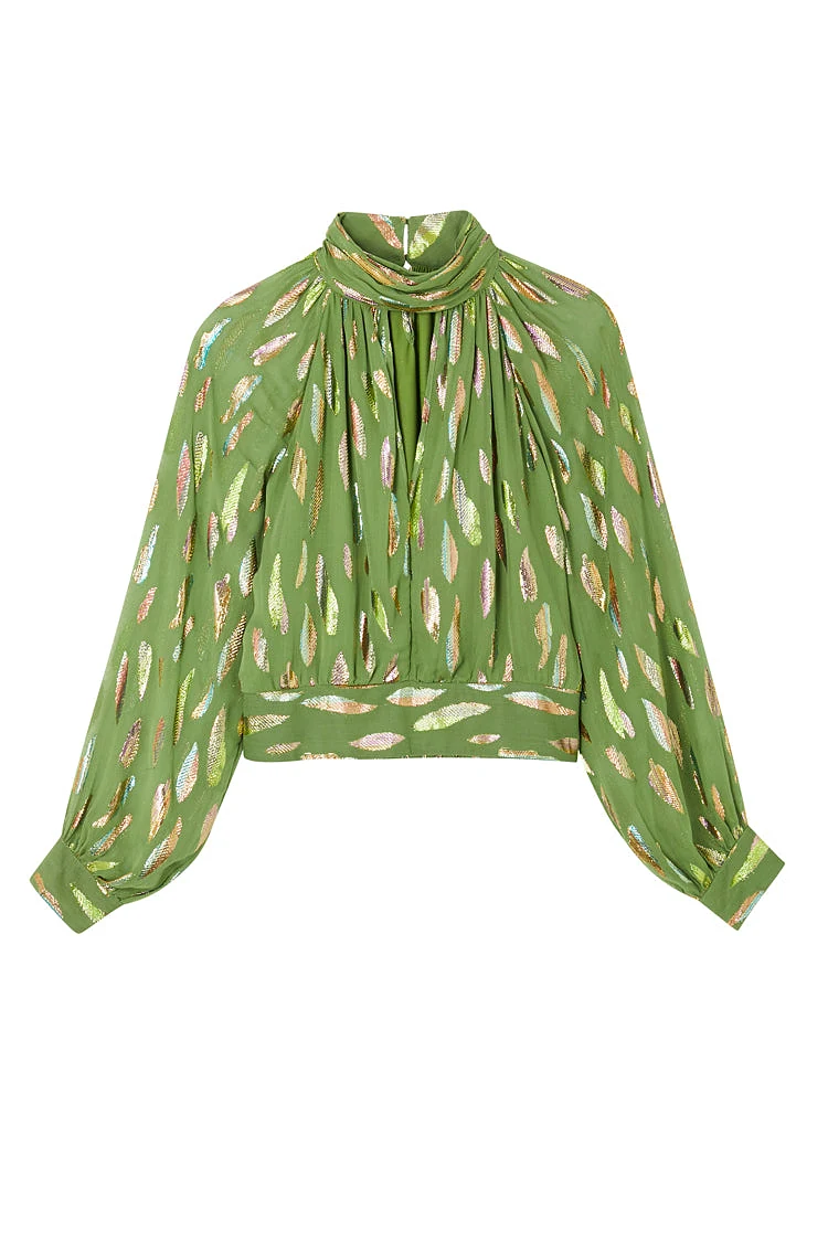 Khaki Jacquard lyla top