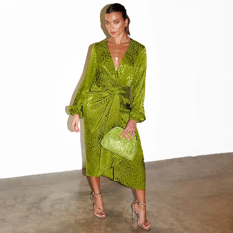 Green Jacquard Maxi Sierra Dress