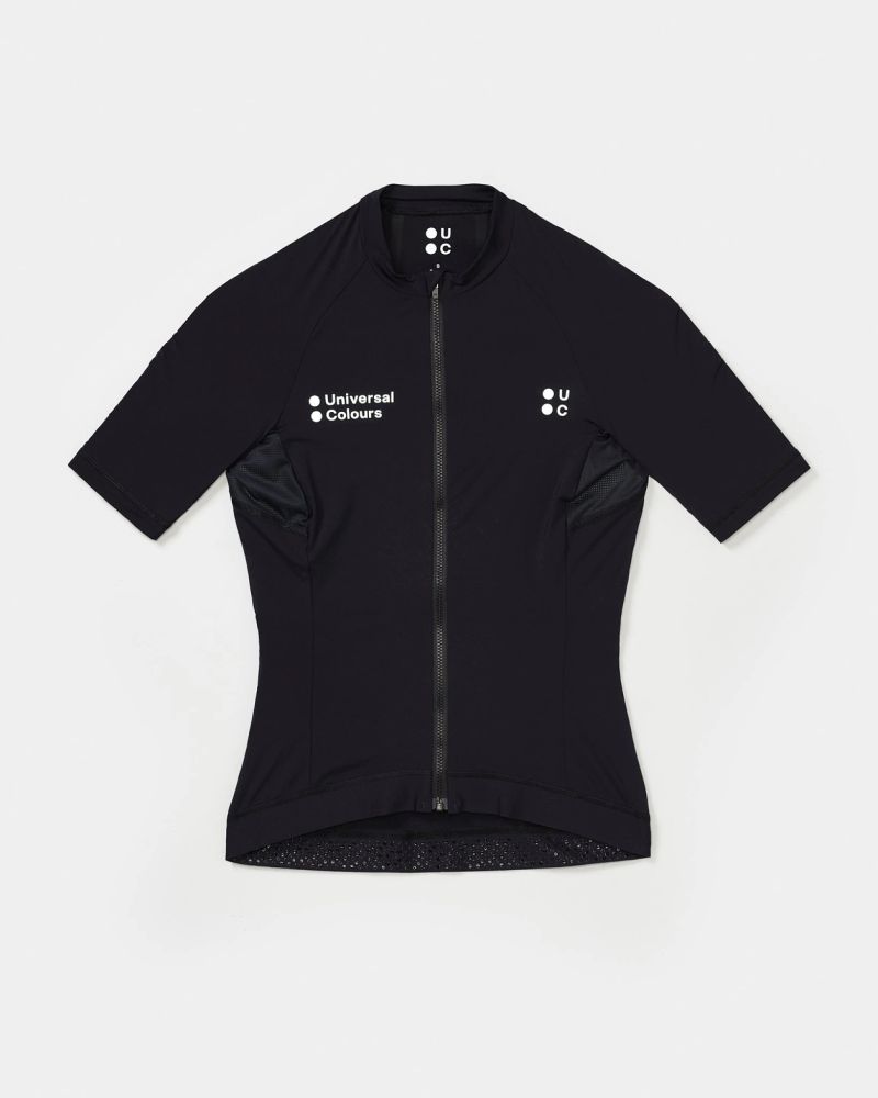 Dames Mono Korte Mouw Jersey - Zwart - XL