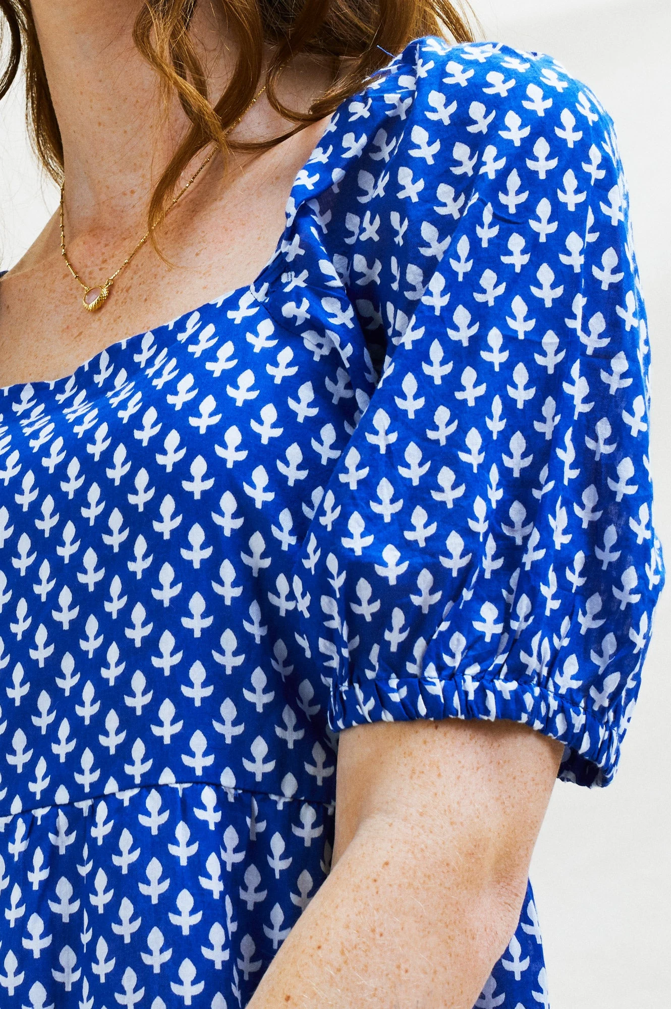 Savannah Organic Cotton Dress | Leaf Blue