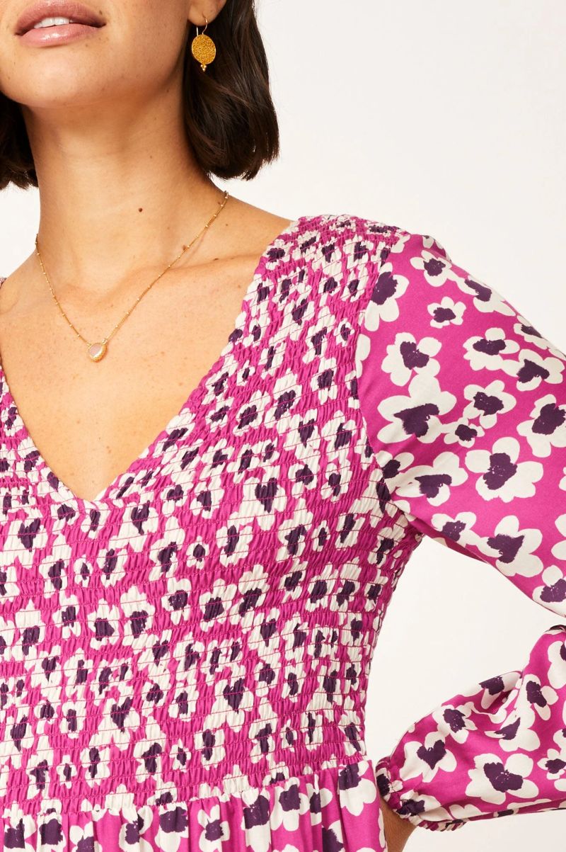 Fleur Satin Dress | Flower Orchid Pink
