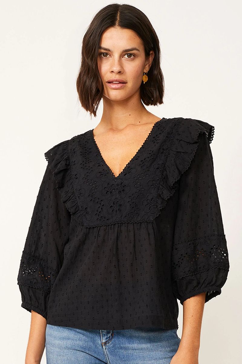 Ivy Cotton Blouse | Black