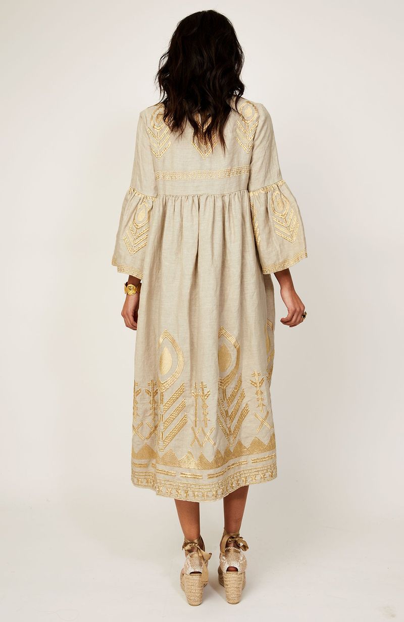 Kynthia Embroidered Wrap Skirt | Sand/ White/ Gold