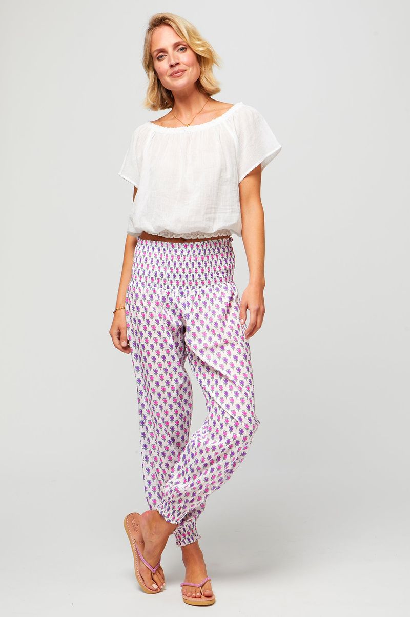 Harem Organic Cotton Trousers | Belleflower Pink/Purple