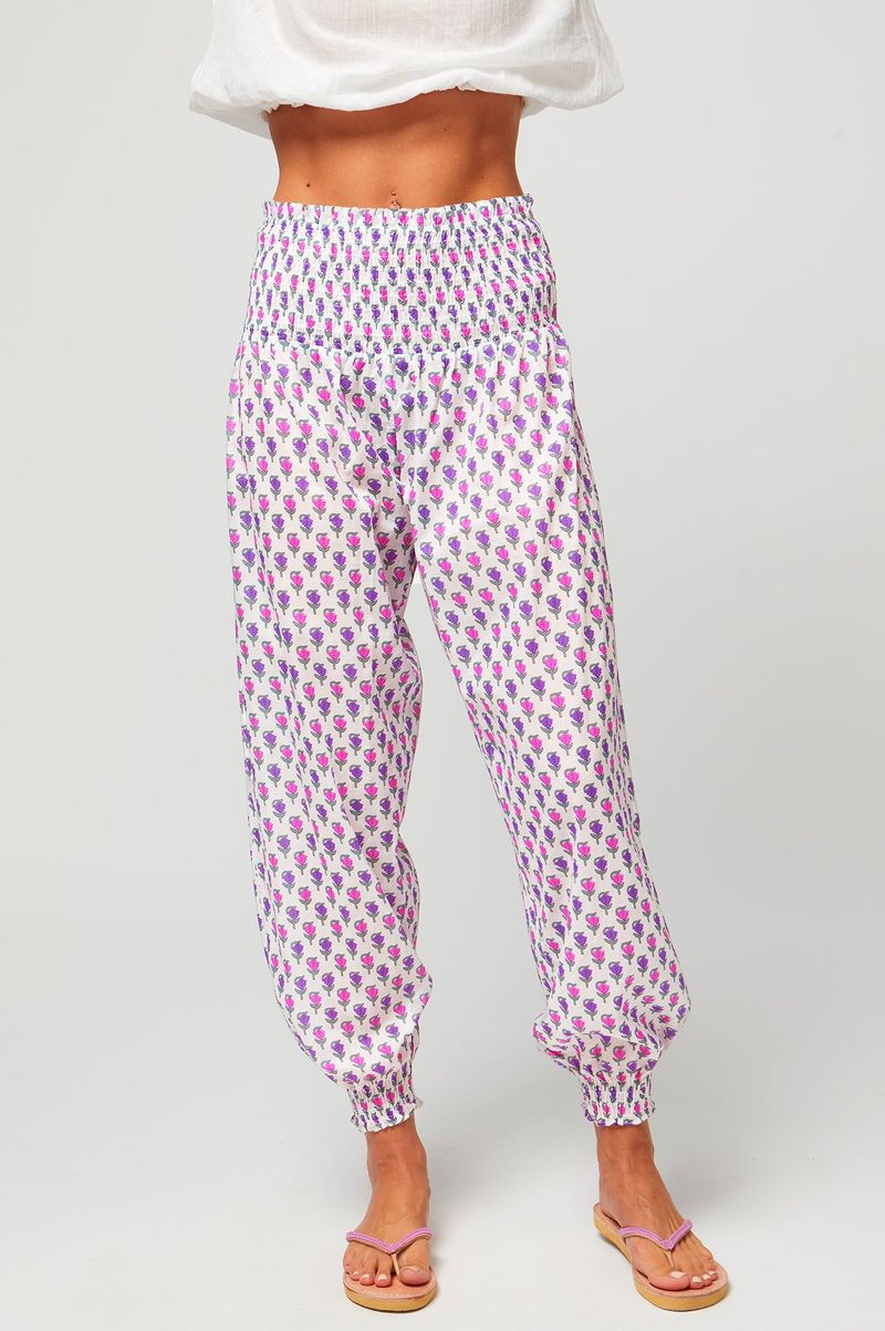 Harem Organic Cotton Trousers | Belleflower Pink/Purple