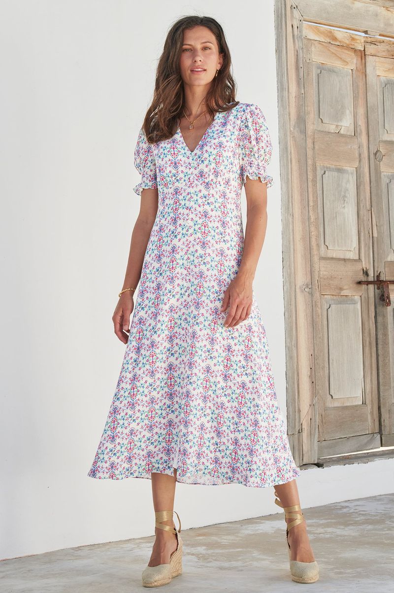 Sally Anne Tea Dress | Fantasy Tile Cream