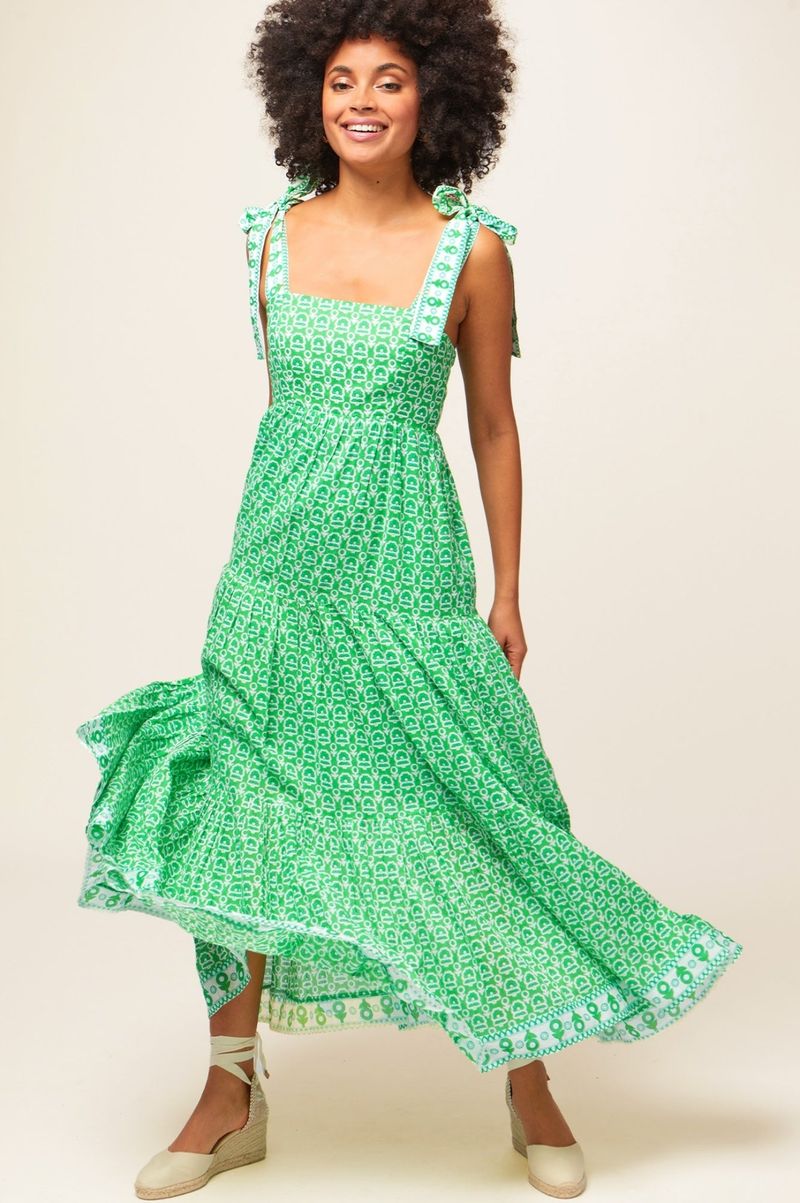 Tabitha Dress | Pop Flower Green/White
