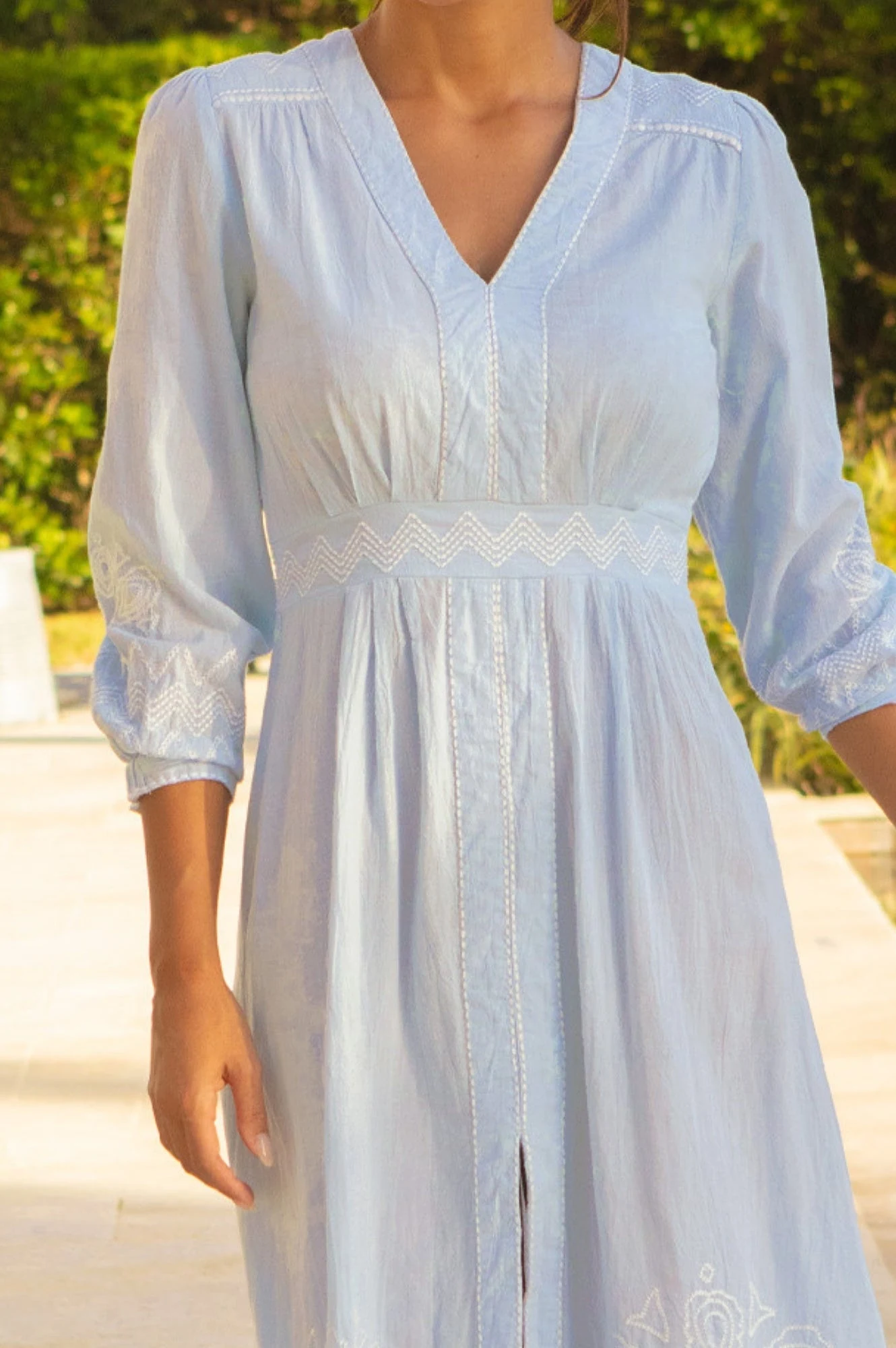 Jamila Embroidered Dress | Sky/White - Sky/White / M/12 - (UK 12/US 8/EU 40) / Regular