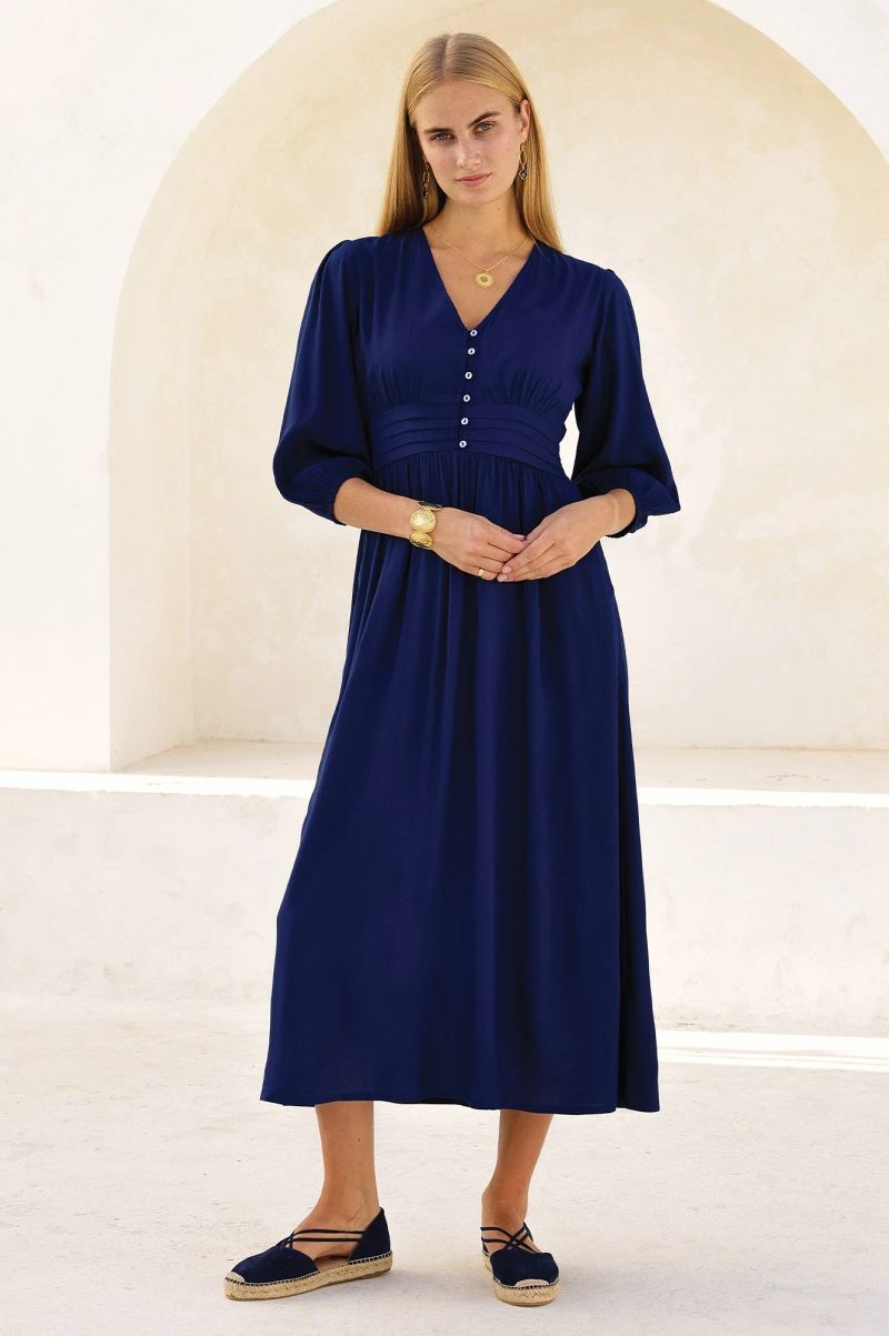 Jyoti Rayon Dress | Navy