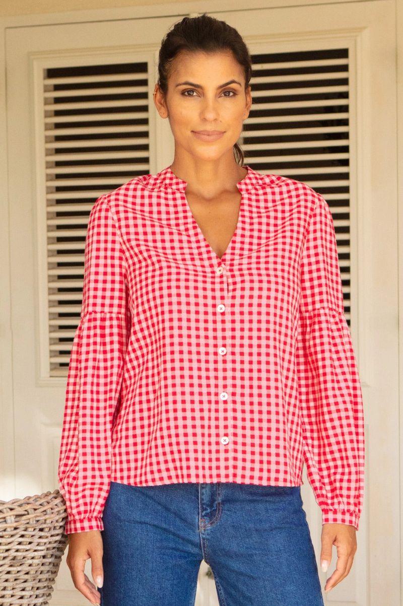 Leila Gingham Blouse | Red/Pink - Red/Pink / XS/8- (UK 8/US 4/EU 36) / Regular