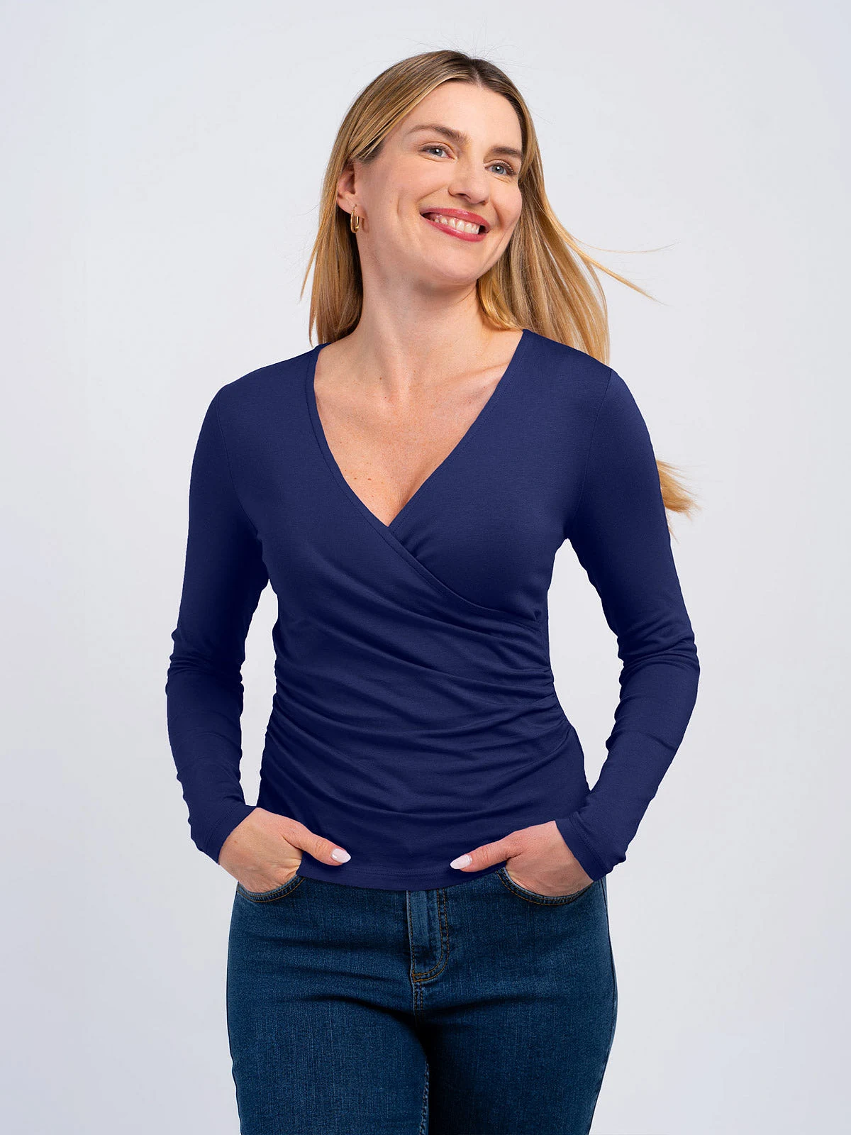 Long sleeve faux wrap size M