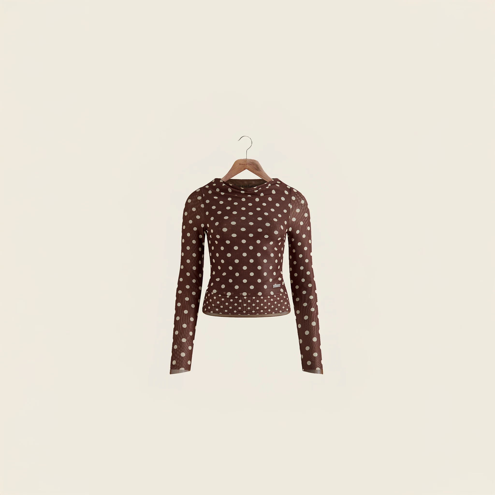 DOUBLE LAYER POLKA DOT MESH LONG SLEEVE