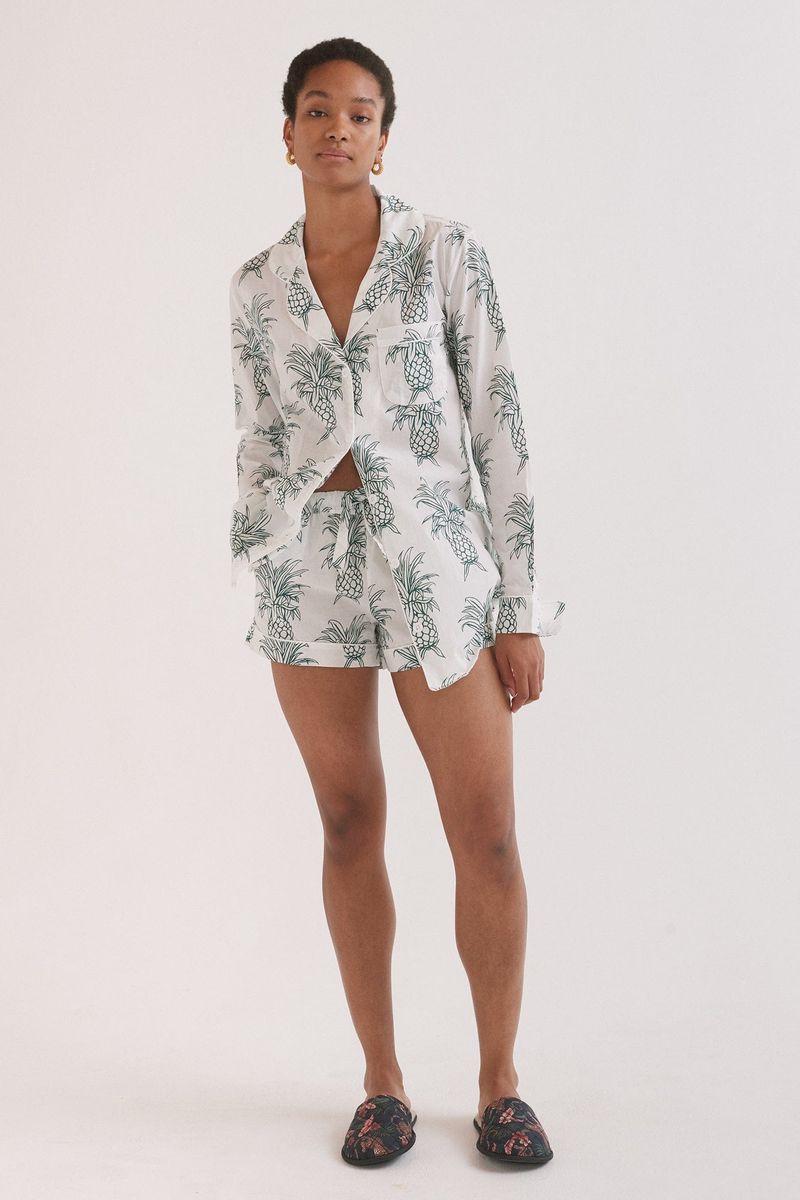 Signature Pyjama Set Howie Pineapple Print White/Green