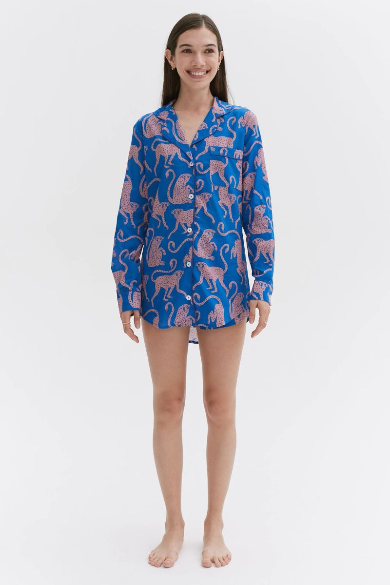 Signature Pyjama Set Chango Print Blue/Pink
