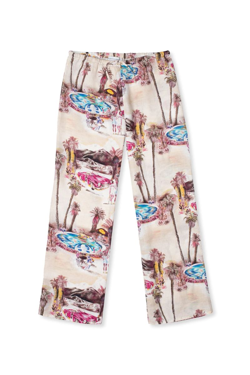 Lounge Trouser The Good Life Print Cream Linen