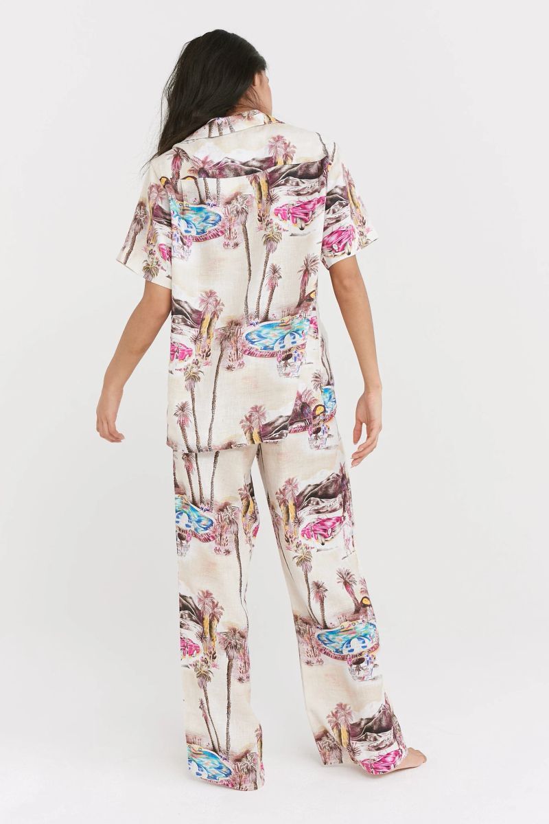 Cuban Shirt The Good Life Print Cream Linen