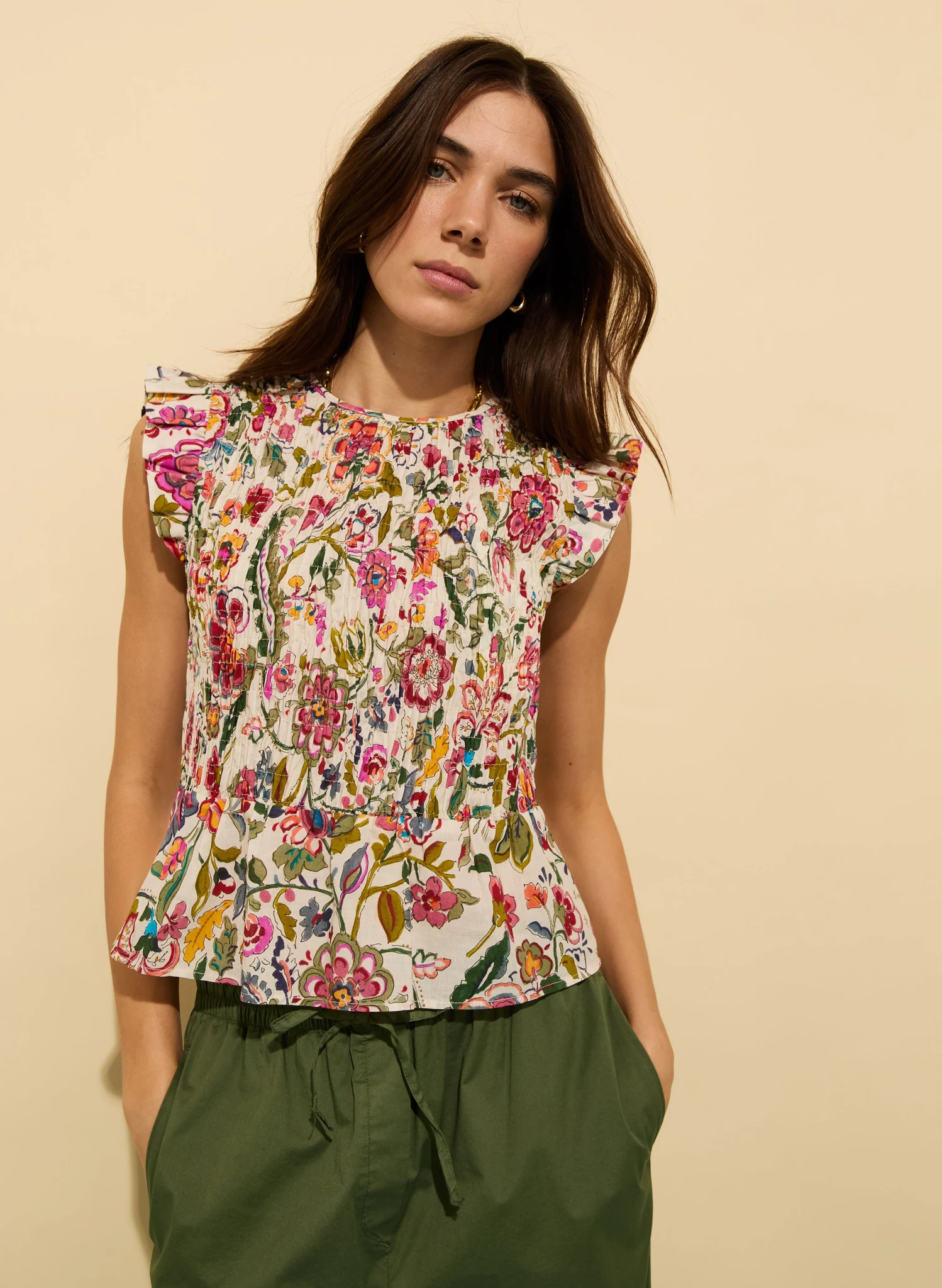 Mariah Organic Cotton Smocked Blouse