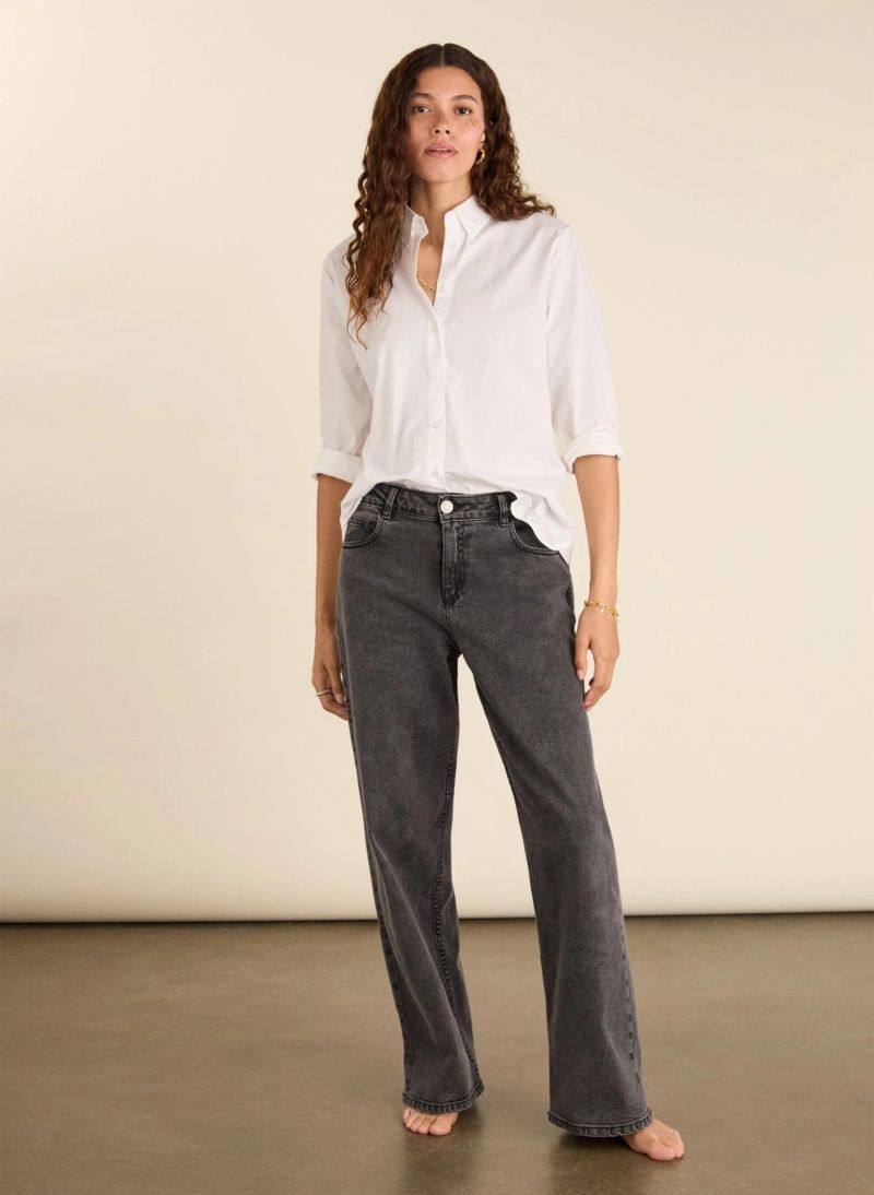Organic Stretch Cotton Wide Leg Slouch Jeans