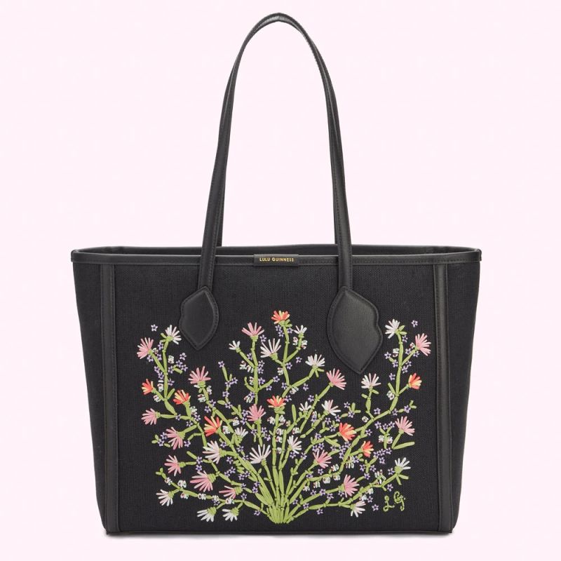 BLACK WILDFLOWER SIENNA TOTE BAG