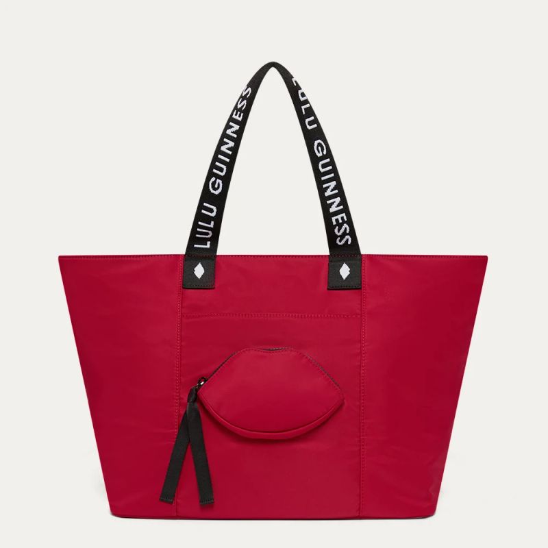 LULU RED NYLON MACY TOTE BAG