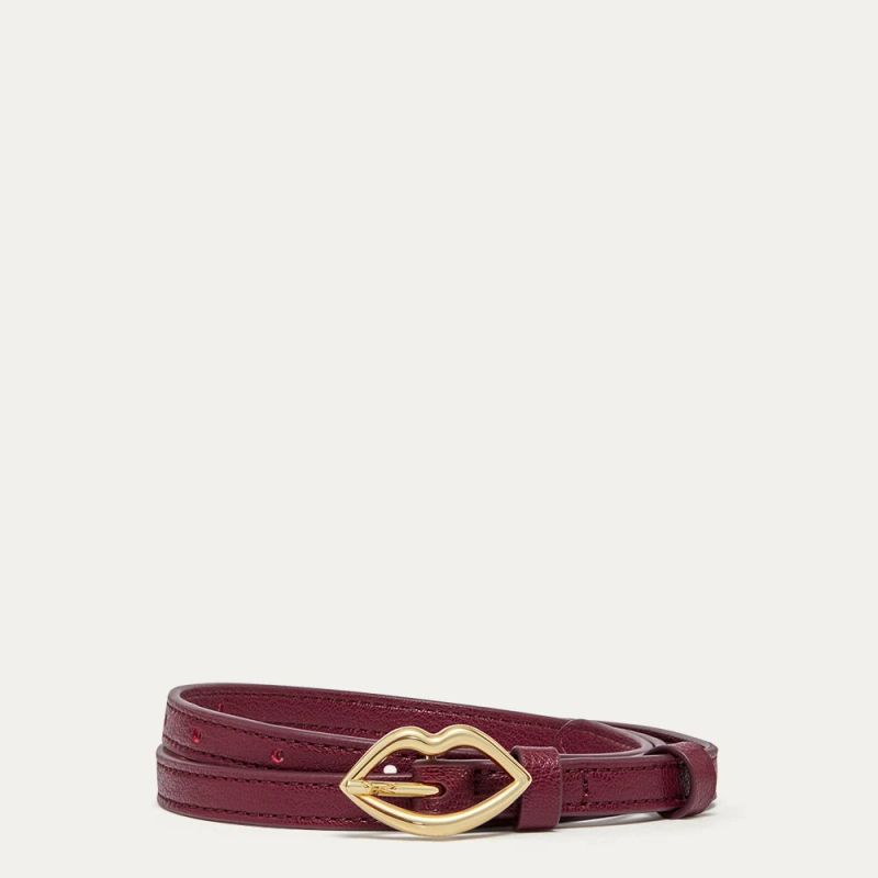 GARNET RED LIP BUCKLE BELT