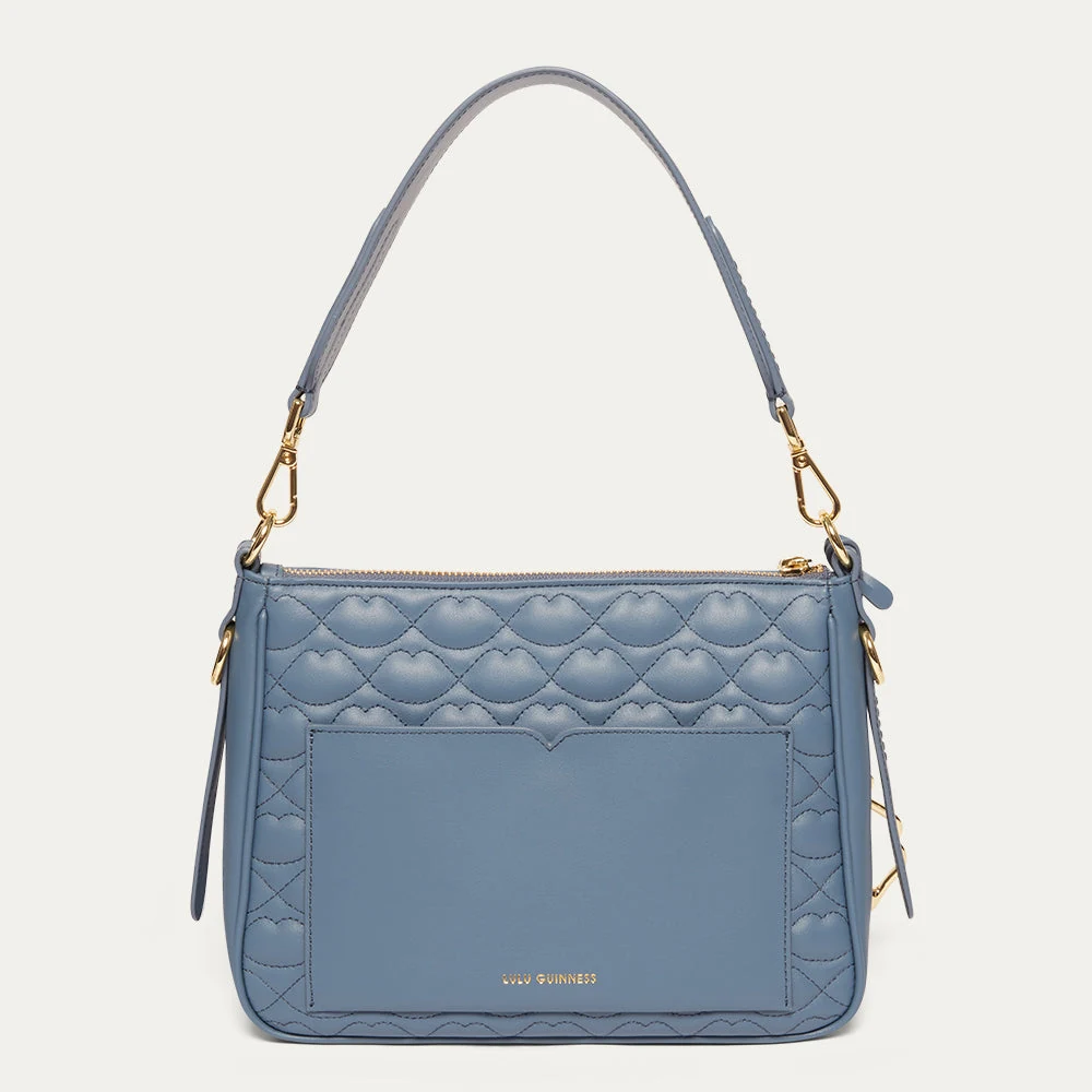 AIRFORCE BLUE QUILTED LIP LEATHER CALLIE CROSSBODY BAG