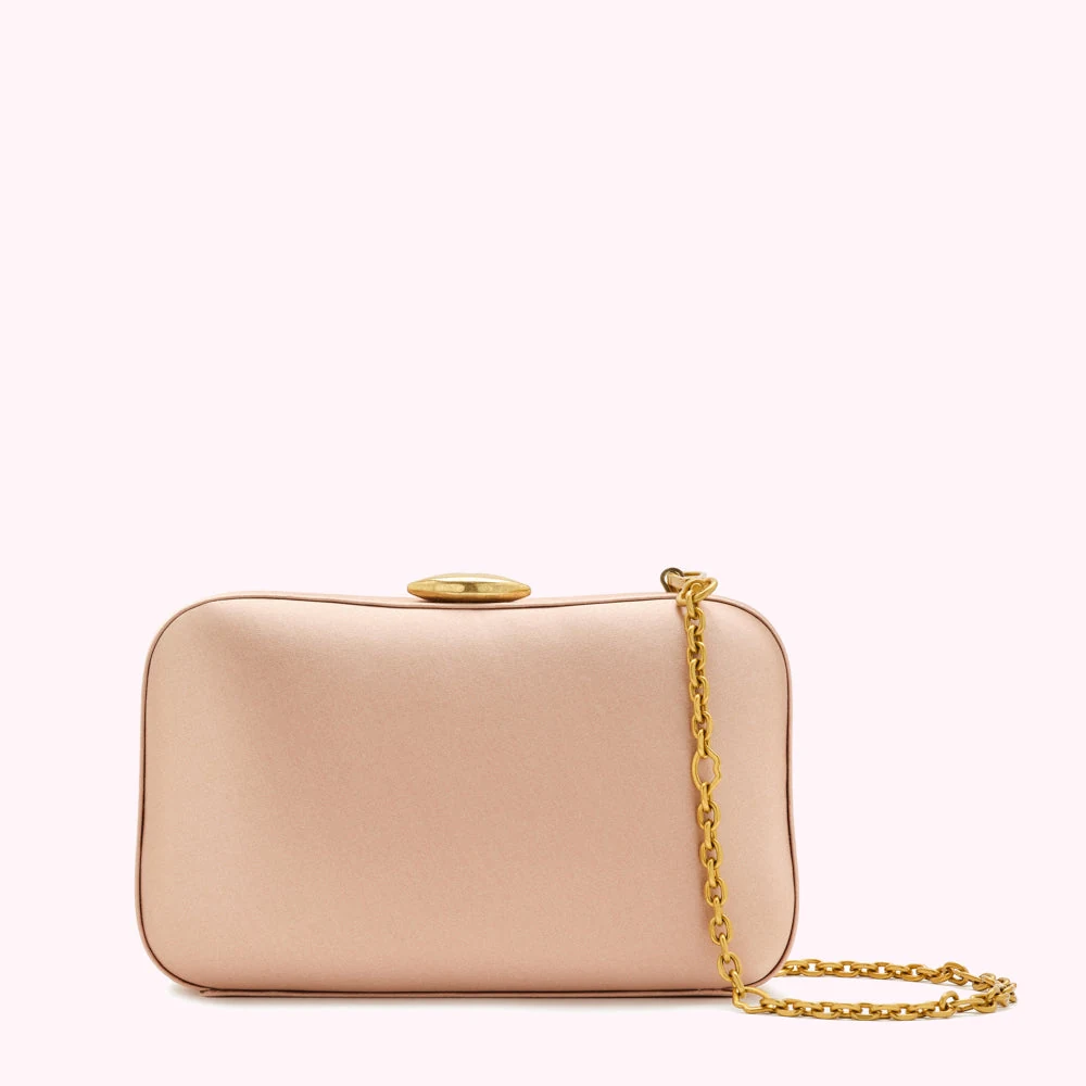 POWDER PINK SATIN HAYWORTH CLUTCH BAG