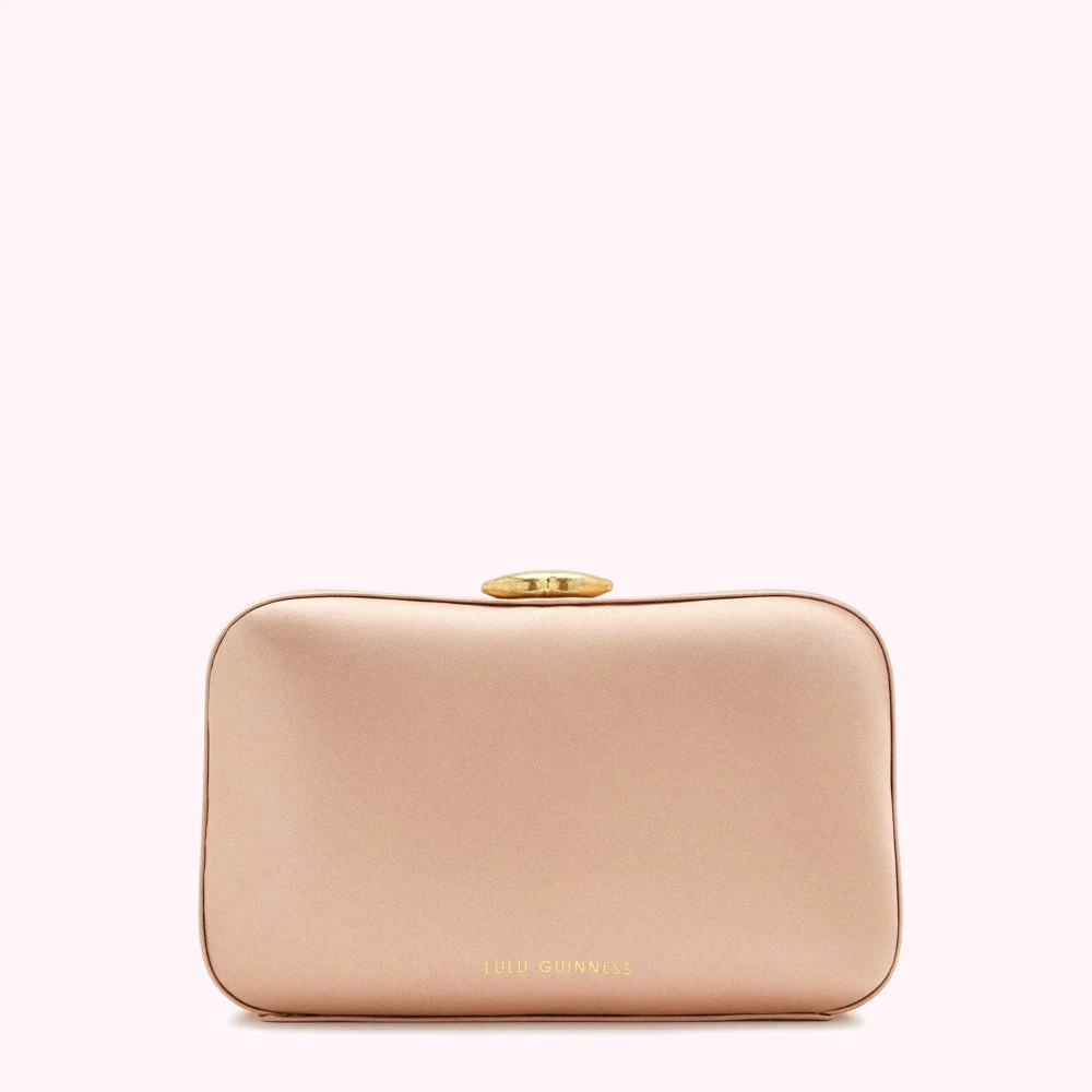 POWDER PINK SATIN HAYWORTH CLUTCH BAG