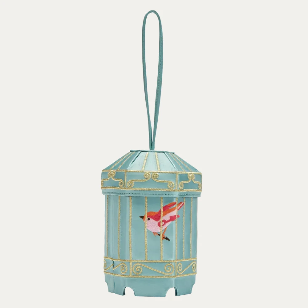 BLUE BIRDCAGE COLLECTIBLE CLUTCH BAG