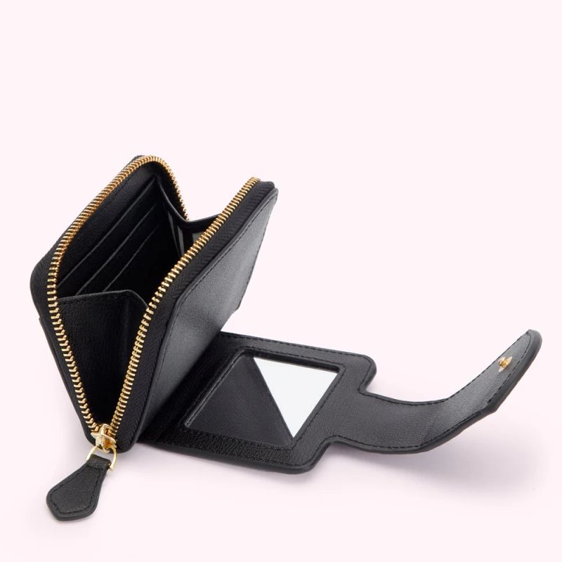 BLACK AND LULU RED PADDED LIP LEATHER AIDA WALLET