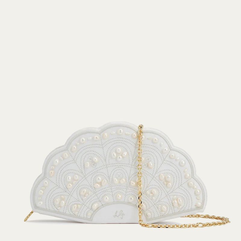 PEARL COLLECTIBLE FAN CLUTCH BAG