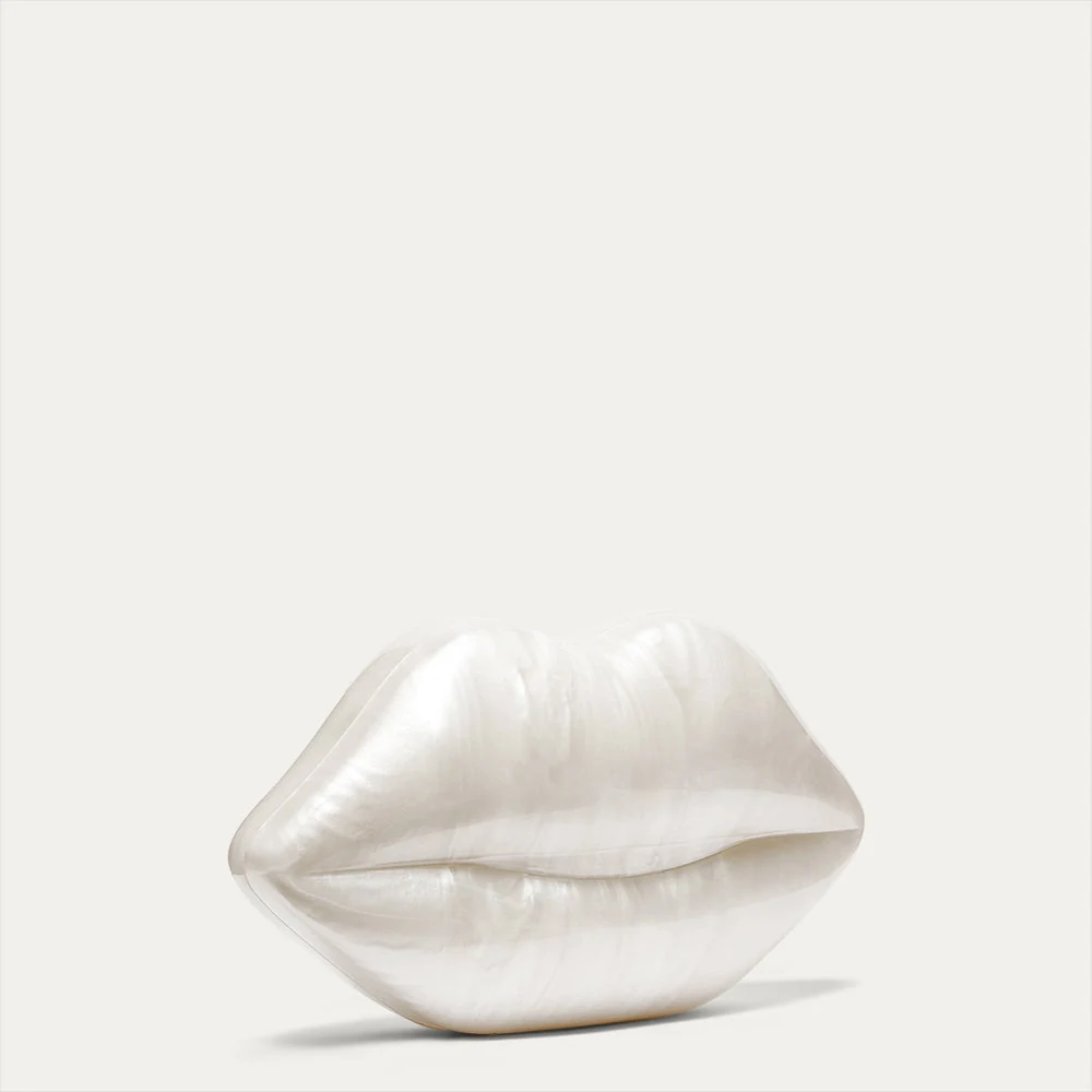 PEARL MEDIUM LIPS CLUTCH BAG