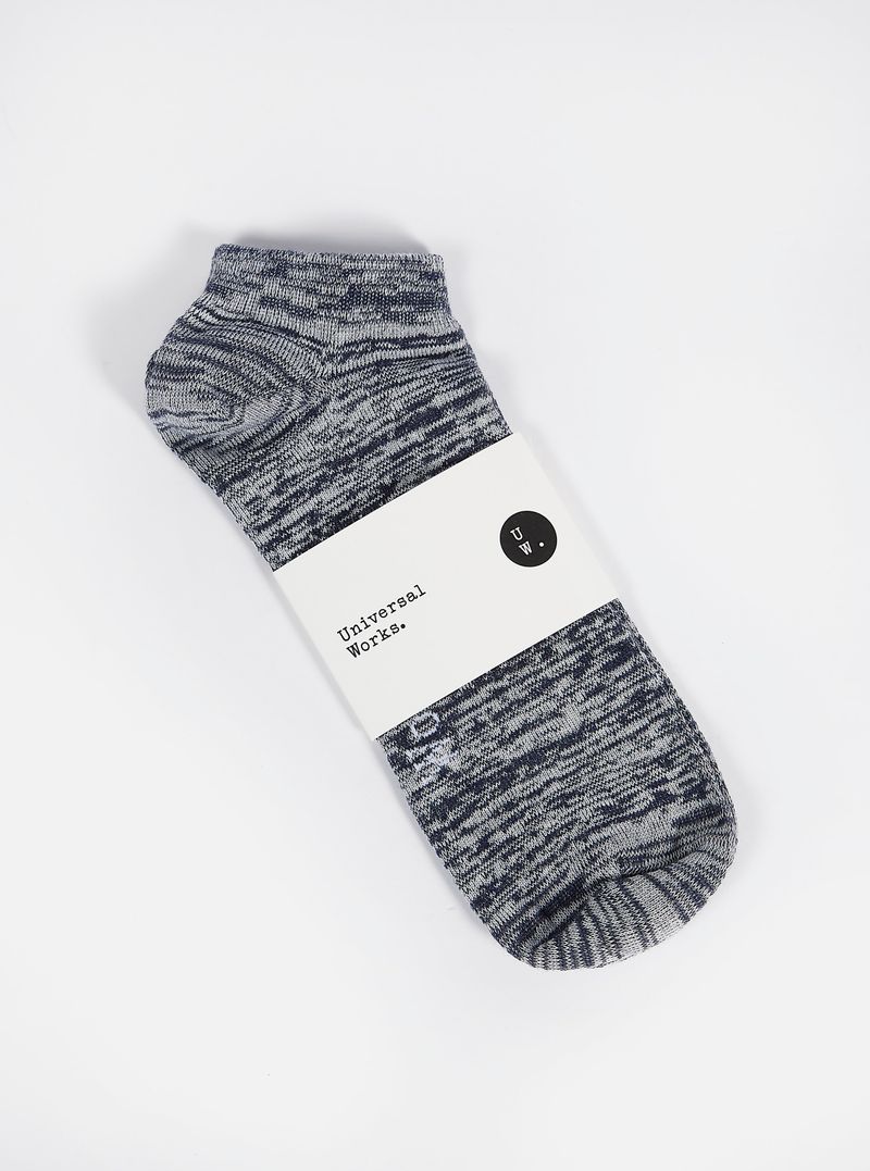 Navy Slub Knit Ankle Slub Sock