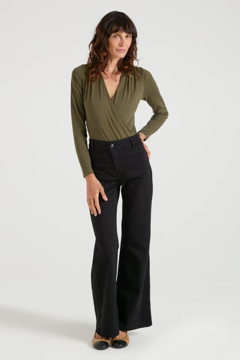 Kate The High Top Patch Pocket Relaxed Wide Leg | Blackest [Denim Nero]