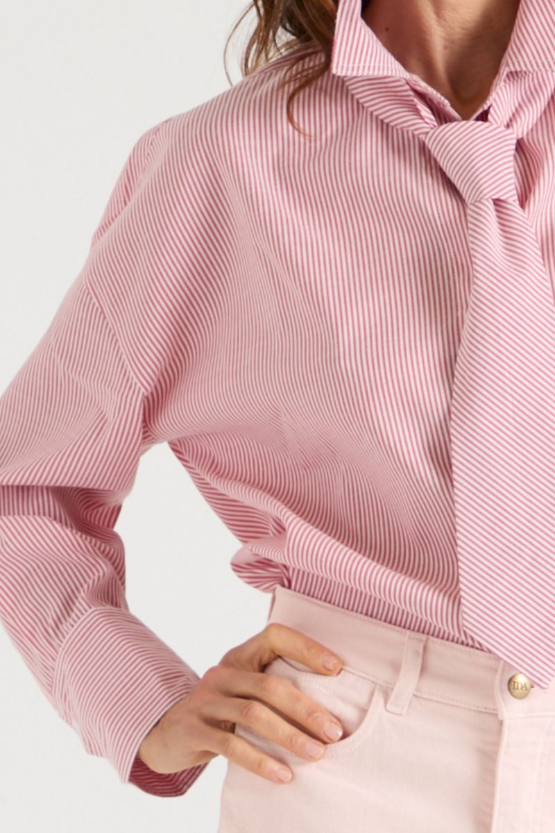 The Miryam Shirt | Rusty Red Pinstripe [Red]