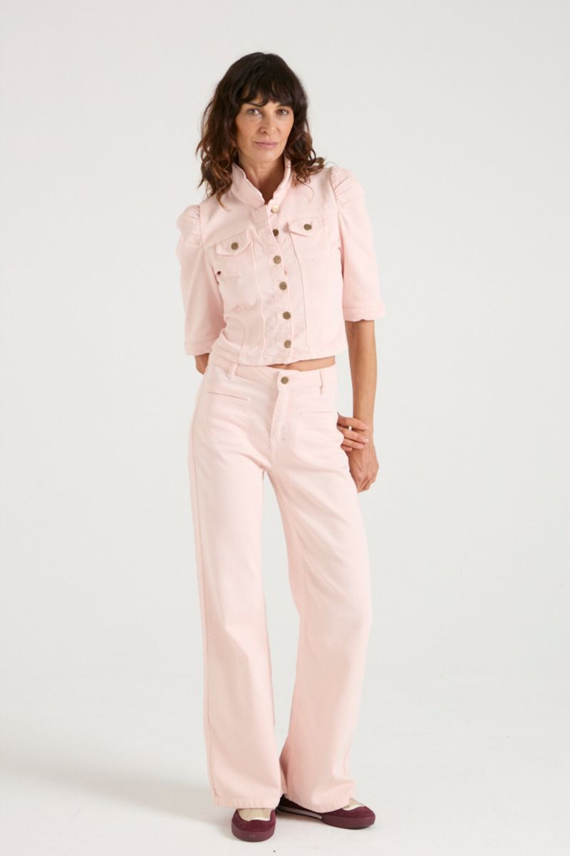 Kate The High Top Patch Pocket Relaxed Wide Leg | Shell Pink [Pink Denim]