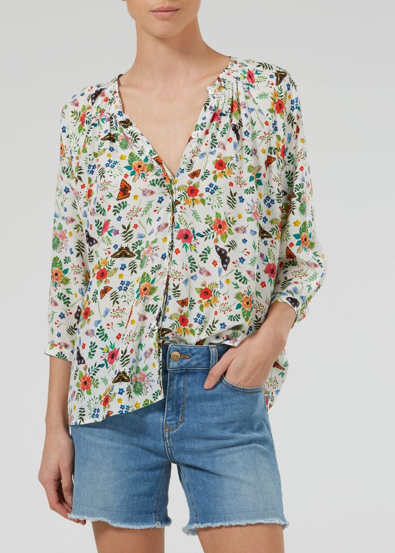 Bohemia Blouse - Milk Enchanted Meadow