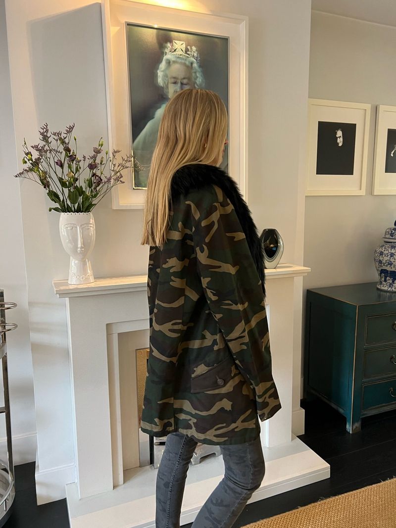 SAMPLE 709. Donna Ida Military Coat in Camo.