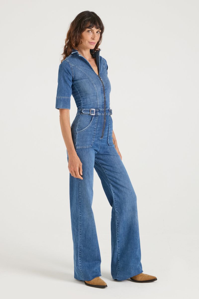 Cassandra The Extra Body Length Flared Jumpsuit | Fawcett Blue [TALL]