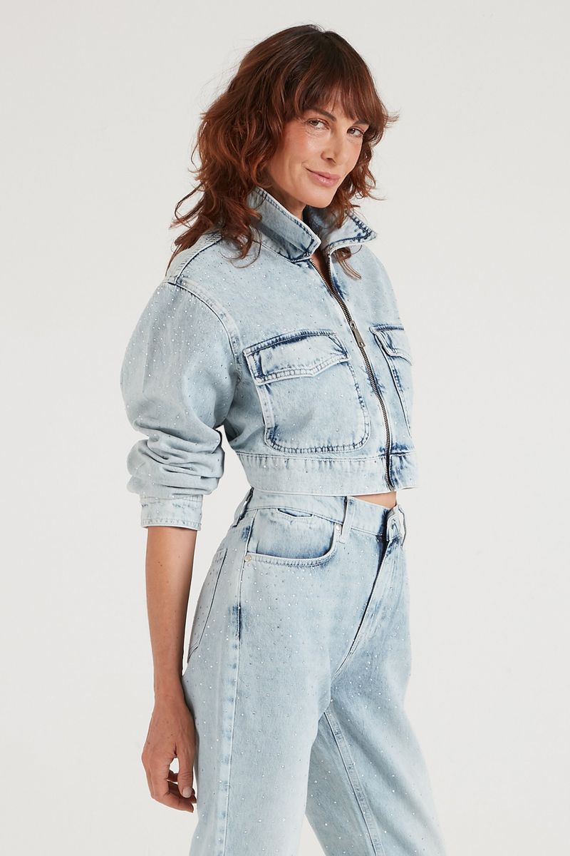 Dudette The Reimagined Cropped Jacket | On The Run [Denim Azzurro]